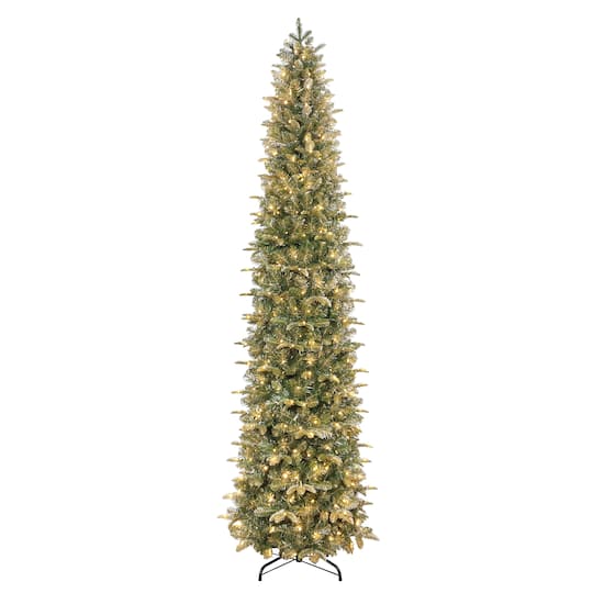 Puleo International 9Ft Pre-Lit Artificial Yardley Spruce Pencil Tree, Warm White & Multicolor LED Lights in Green | 9 ft | Michaels®